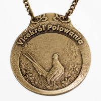 medal myśliwski; motyw bażant; Vicekról Polowania; wykończenie w kolorze patynowanego mosiądzu