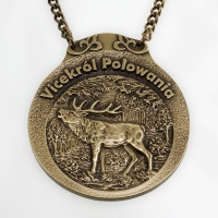medal myśliwski; motyw jeleń; Vicekról Polowania; wykończenie w kolorze patynowanego mosiądzu