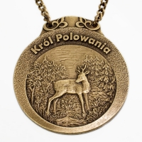 medal myśliwski; motyw sarna; Król Polowania; wykończenie w kolorze patynowanego mosiądzu