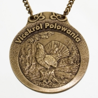 medal myśliwski; motyw głuszec; Vicekról Polowania; wykończenie w kolorze patynowanego mosiądzu