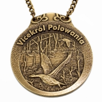 medal myśliwski; motyw gęsi; Vicekról Polowania; wykończenie w kolorze patynowanego mosiądzu