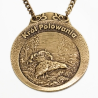 medal myśliwski; motyw cietrzew; Król Polowania; wykończenie w kolorze patynowanego mosiądzu