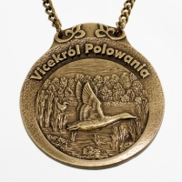 medal myśliwski; motyw kaczka; Vicekról Polowania; wykończenie w kolorze patynowanego mosiądzu