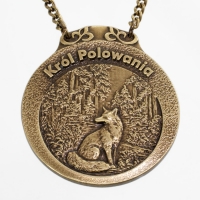 medal myśliwski; motyw lis; Król Polowania; wykończenie w kolorze patynowanego mosiądzu