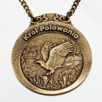 medal myśliwski; motyw orzeł; Król Polowania; wykończenie w kolorze patynowanego mosiądzu