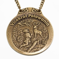 medal myśliwski; motyw Święty Hubert; Vicekról Polowania; wykończenie w kolorze patynowanego mosiądzu