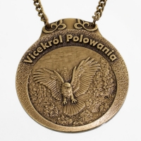 medal myśliwski; motyw sokół; Vicekról Polowania; wykończenie w kolorze patynowanego mosiądzu