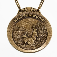medal myśliwski; motyw zające; Król Polowania; wykończenie w kolorze patynowanego mosiądzu;