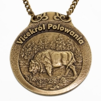 medal myśliwski; motyw żubr; Vicekról Polowania; wykończenie w kolorze patynowanego mosiądzu