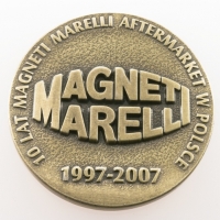 medal odlewany; wykończenie w kolorze mosiądzu patynowanego; średnica 70mm