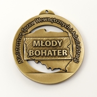 medal odlewany; wykończenie w kolorze patynowanego mosiądzu; medal wykonany dla Ministerstwa Spraw Wewnętrznych i Administracji