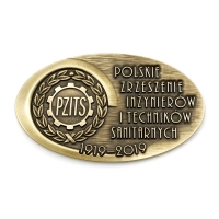 medal odlewany; wykończenie w kolorze patynowanego mosiądzu; medal wykonany dla Polskiego Zrzeszenia Inżynierów i Techników Sanitarnych