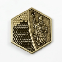medal odlewany; wykończenie w kolorze patynowanego mosiądzu; medal wykonany dla Wojewódzkiego Związku Pszczelarzy w Krakowie 