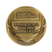 medal tłoczony z mosiądzu; wykończenie przez patynowanie;średnica 70mm; medal wybity dla Polska Press Sp. z o.o. 
