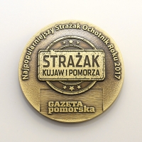 medal tłoczony z mosiądzu; wykończenie przez patynowanie; średnica 70mm; medal wybity dla Polska Press Sp. z o.o.  