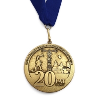 medal tłoczony z mosiądzu; średnica 70 mm; wykończenie przez patynowanie; medal wieszany na tasiemce; medal bity dla Nokia Kraków Research And Development Center