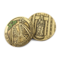 medal tłoczony z mosiądzu; wykończenie przez patynowanie; malowany kolorami; medal wykonany dla Spółki Restrukturyzacji Kopalń S.A.