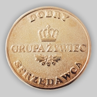 medal tłoczony z mosiądzu; wykończenie przez złocenie do koloru brązu; średnica 70mm