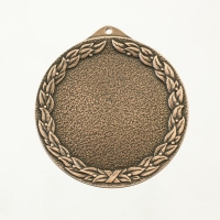 medal uniwersalny; średnica 70mm; motyw - ozdobny wieniec laurowy; wykończenie w kolorze patynowanej miedzi; wkładka 50mm; uszko do tasiemki