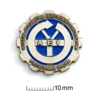 znaczek pins tłoczony z alpaki; malowany ręcznie; znaczek wykonany dla Politechniki Śląskiej