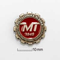 znaczek pins tłoczony z alpaki; malowany ręcznie; znaczek wykonany dla Politechniki Śląskiej