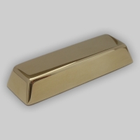 imitacja sztabki złota; detal wykonany z mosiądzu metodą frezowania i polerowania powierzchni